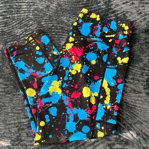 Constantly Varied Gear CVG Cropped Paint Splatter Leggings Size Large